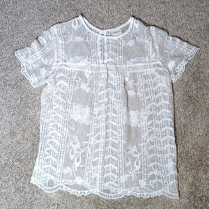 Merona see through top, size small, white